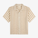 Linen Blend Striped Camp Shirt