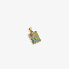 14Kt Gold Stained Glass Crest Pendant