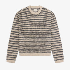 Bouclé Open Knit Crewneck Sweater