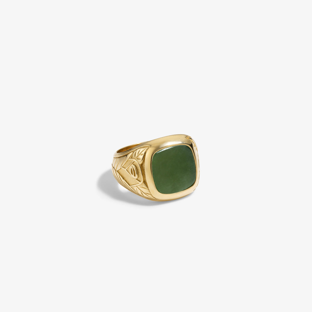 14Kt  Gold  Jade  Signet  Ring