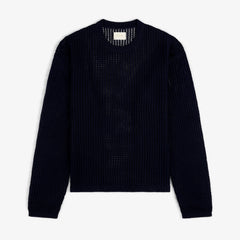 Cotton Eyelet Crewneck Sweater