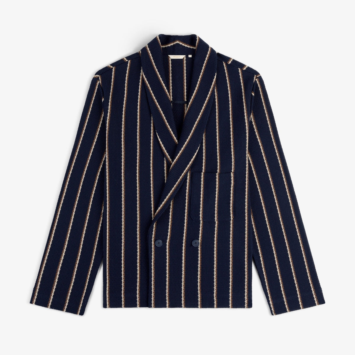 Striped Jacquard Shawl Collar Jacket