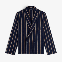 Striped Jacquard Shawl Collar Jacket
