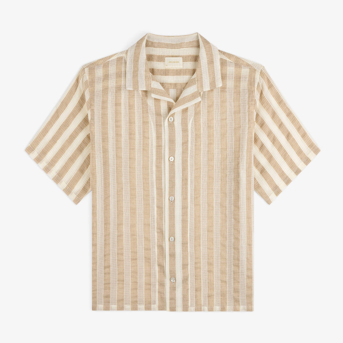Linen Blend Striped Camp Shirt