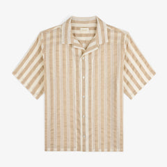 Linen Blend Striped Camp Shirt