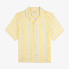 Linen Blend Striped Camp Shirt