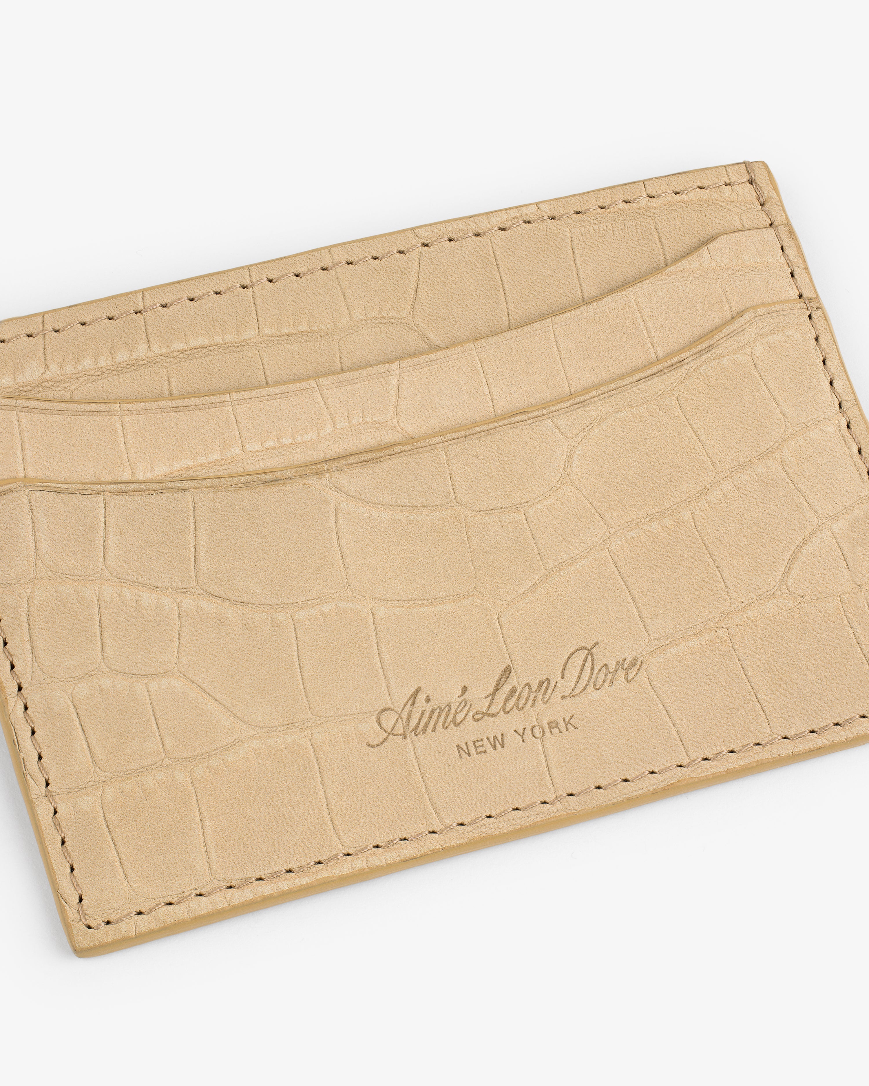 Croc-Embossed Nubuck Cardholder