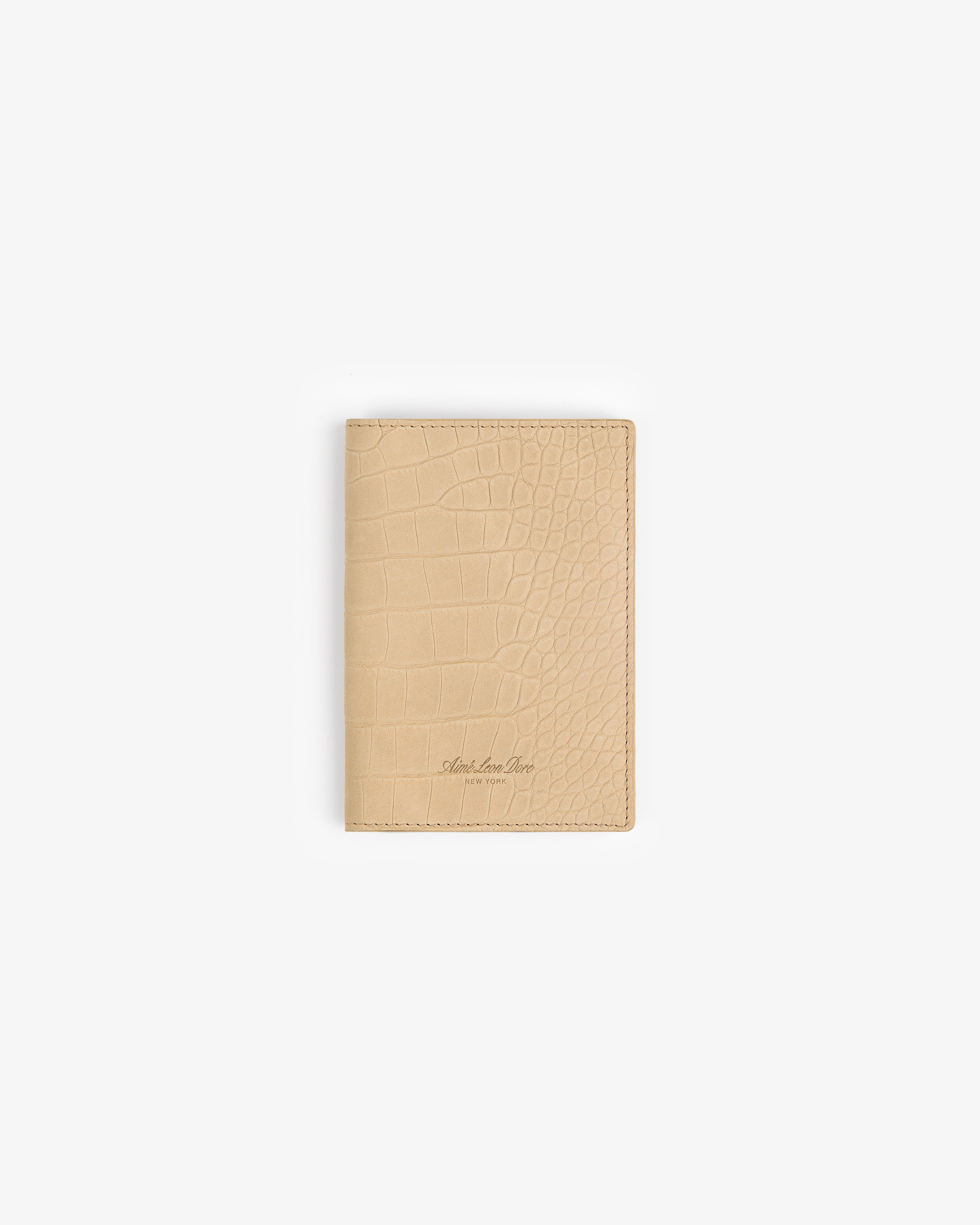 Croc-Embossed Nubuck Passport Holder