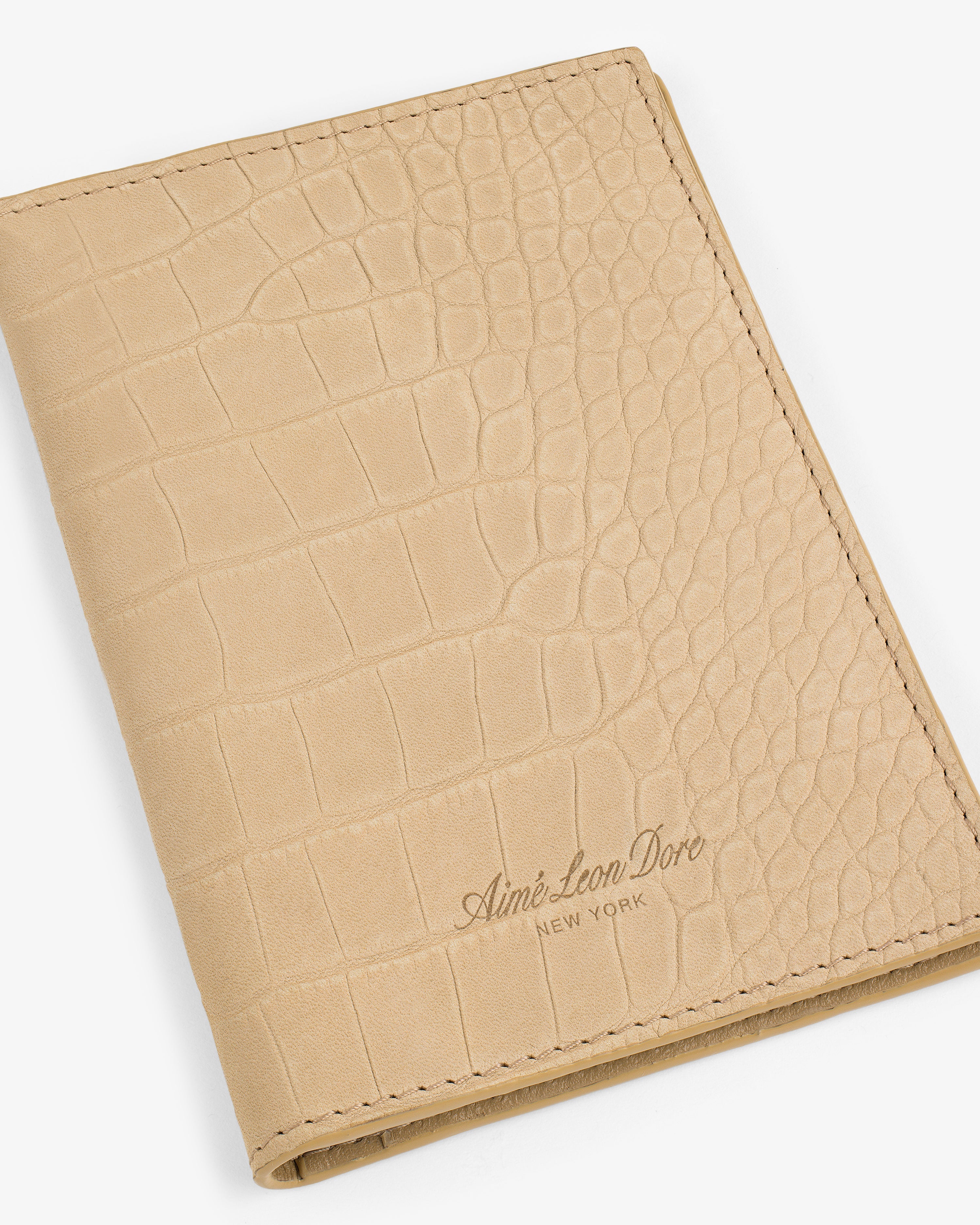 Croc-Embossed Nubuck Passport Holder