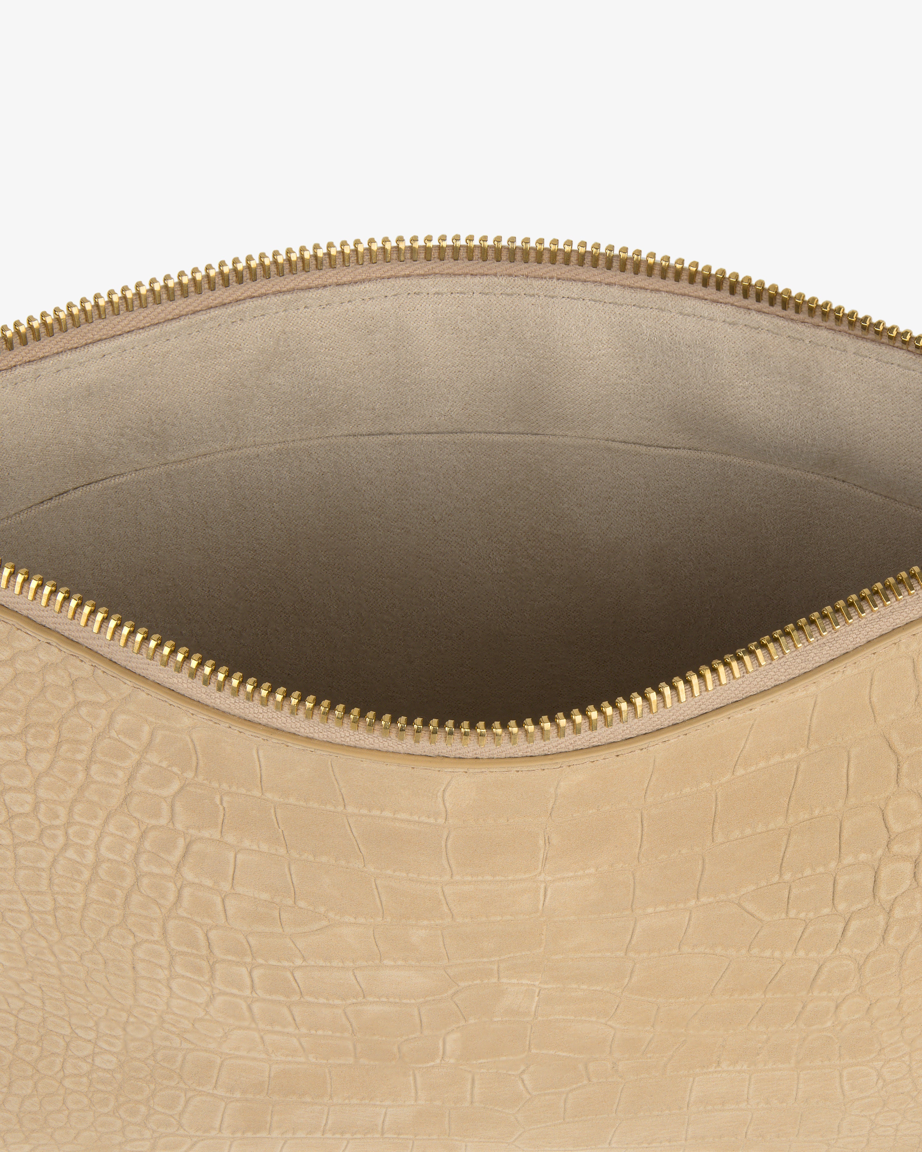 Small Croc-Embossed Nubuck Pouch