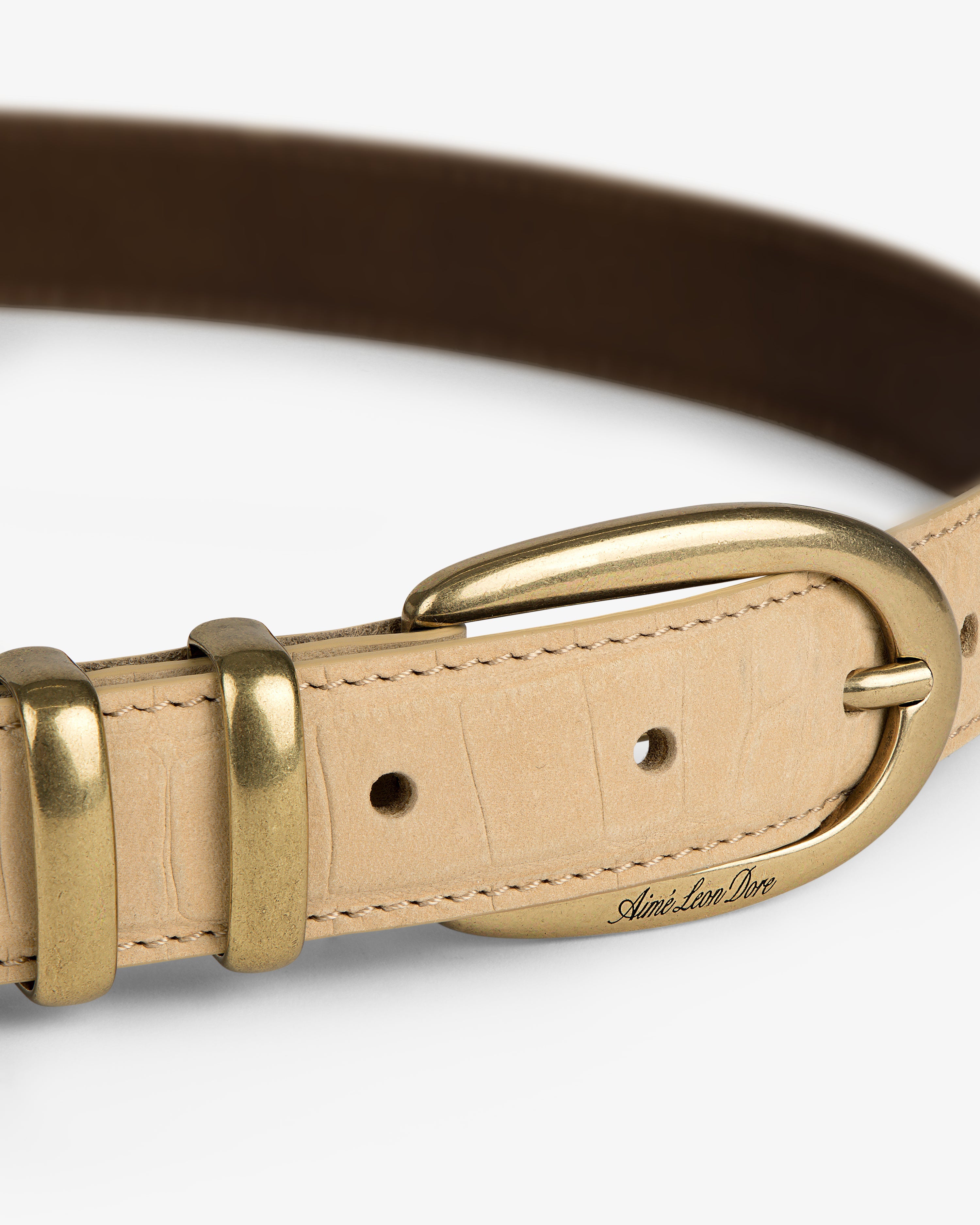 Croc-Embossed Nubuck Belt