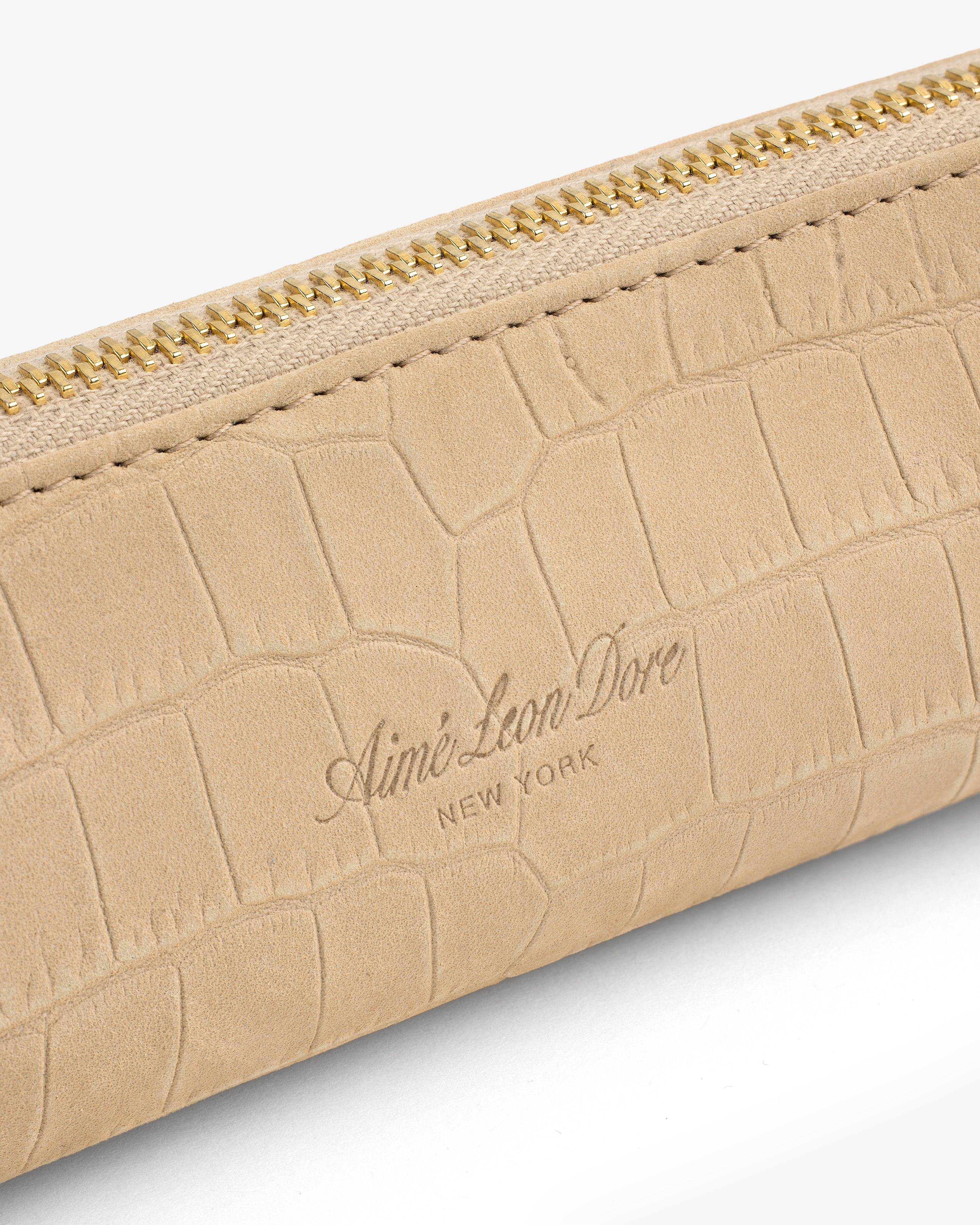 Croc-Embossed Nubuck Pencil Case