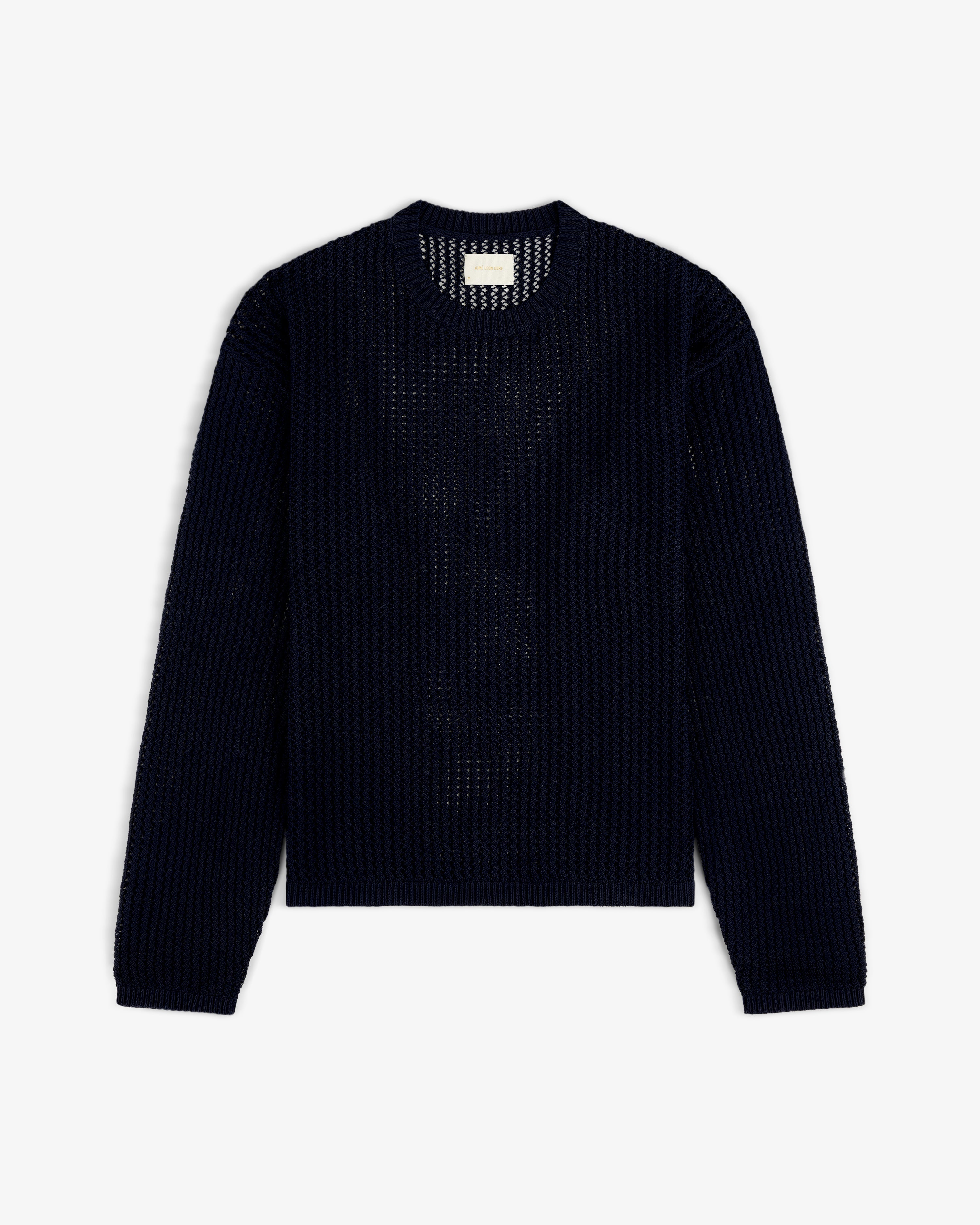 Cotton Eyelet Crewneck Sweater