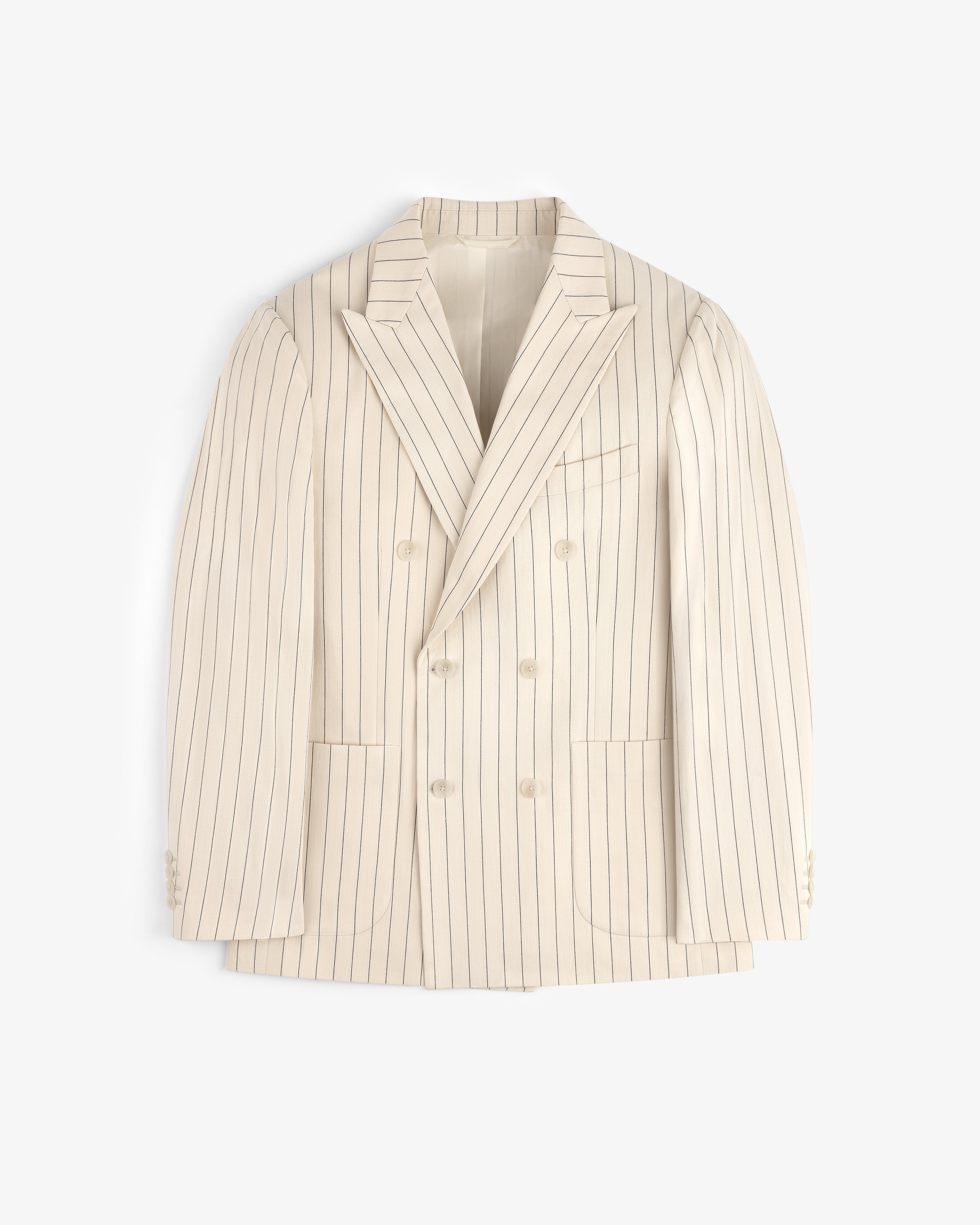Double-Breasted Pinstripe Suit Jacket