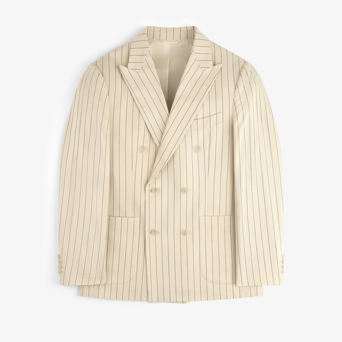 Double-Breasted Pinstripe Suit Jacket