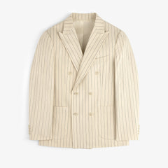 Double-Breasted Pinstripe Suit Jacket
