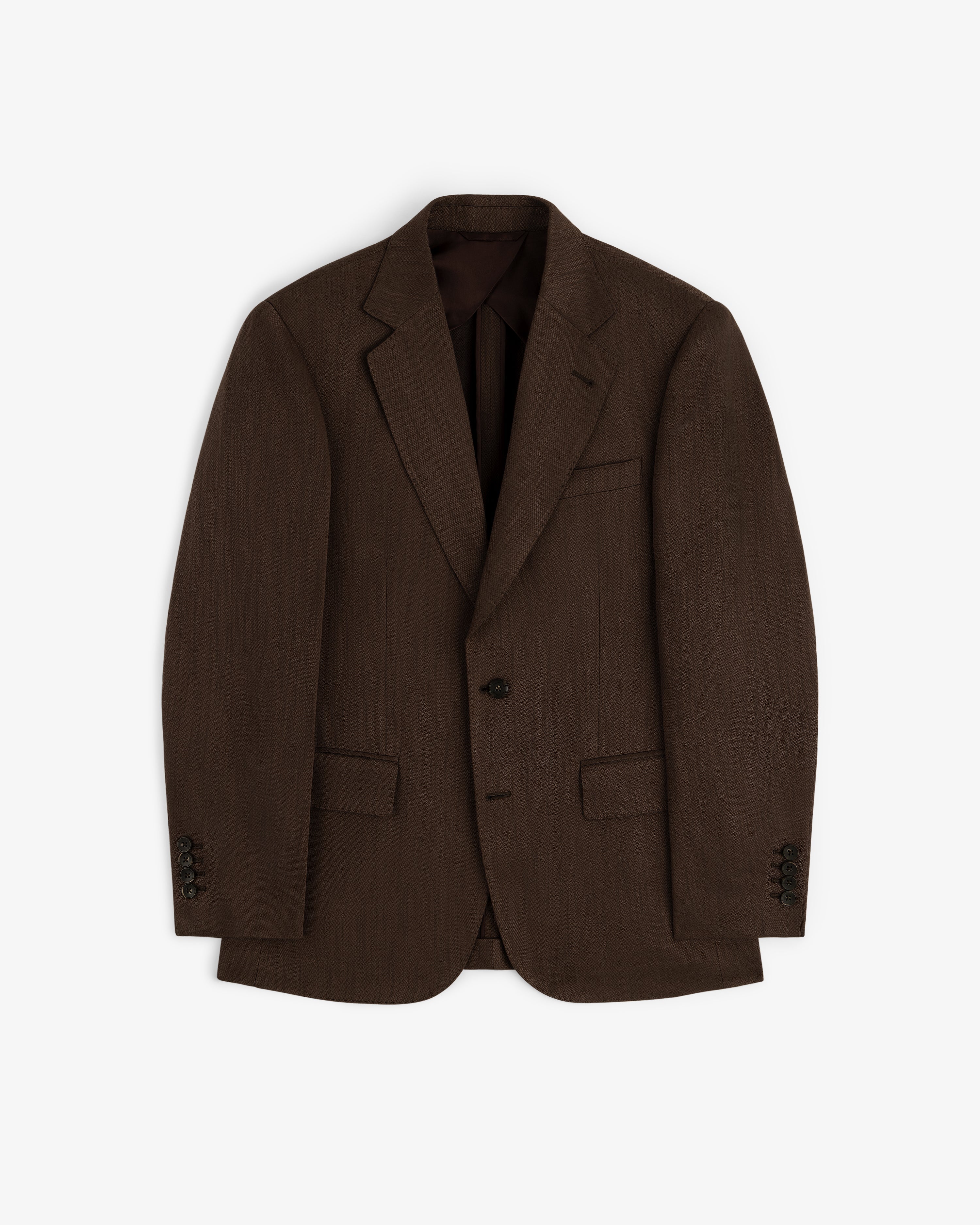 Single-Breasted Linen Blend Suit Jacket