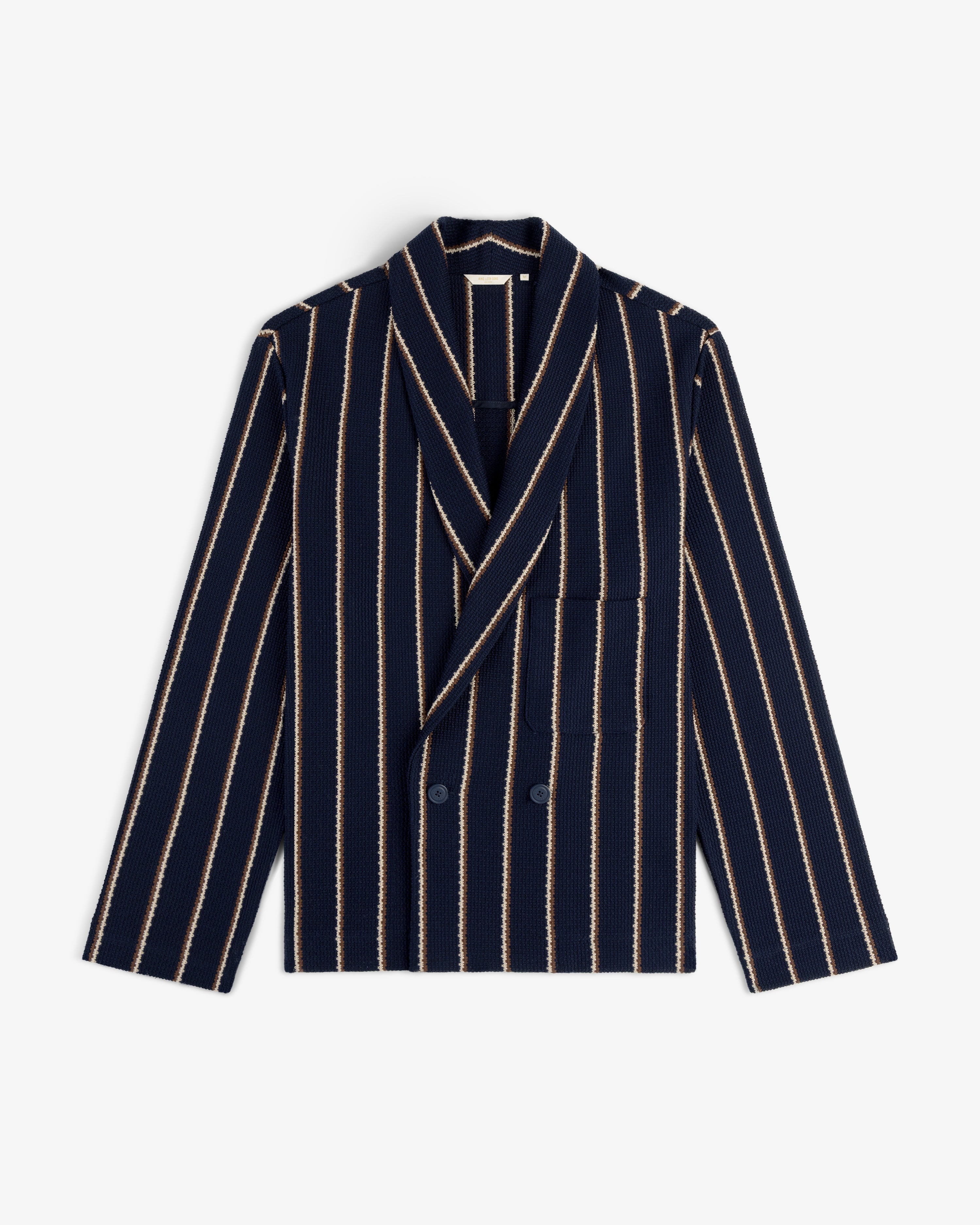 Striped Jacquard Shawl Collar Jacket