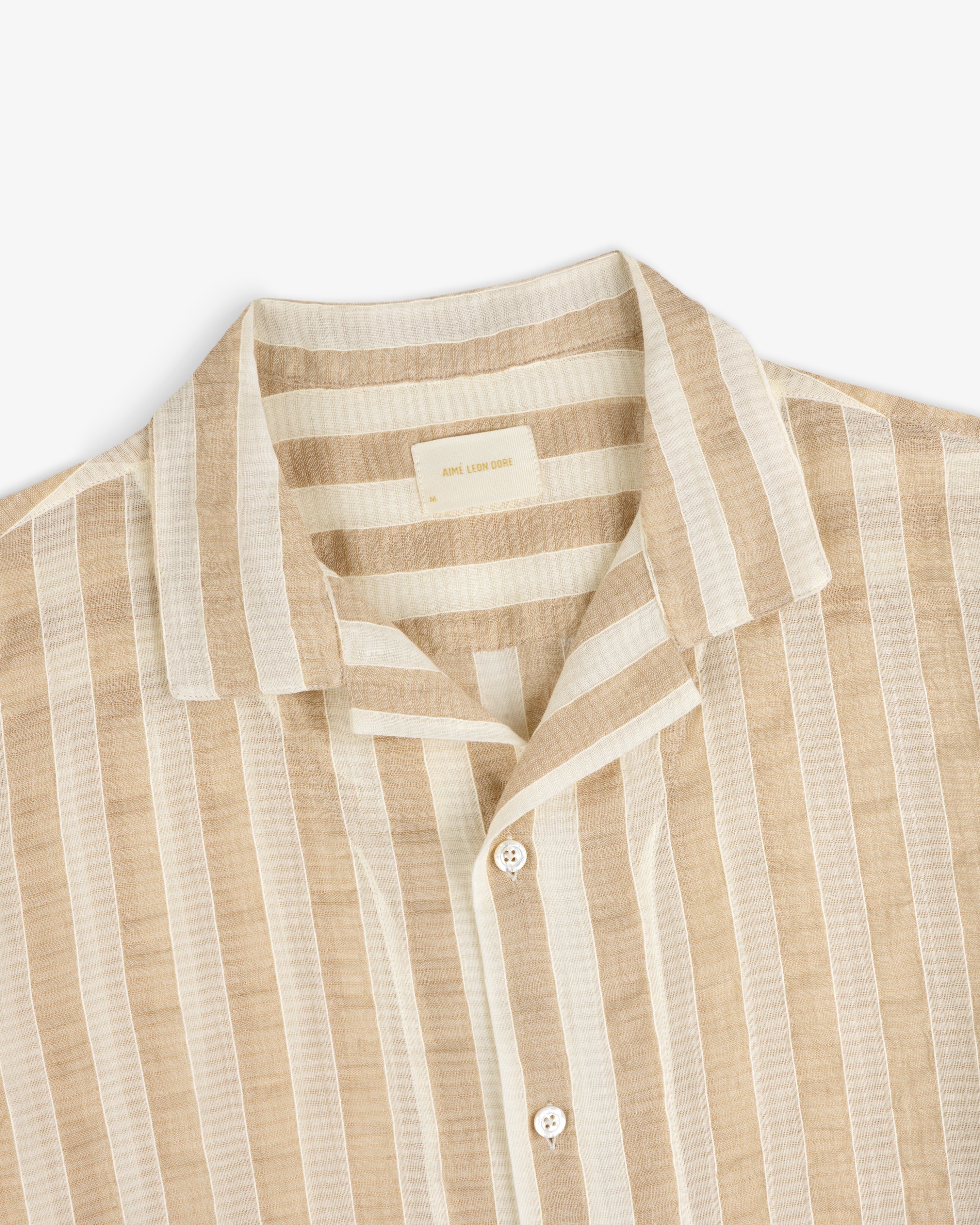Linen Blend Striped Camp Shirt