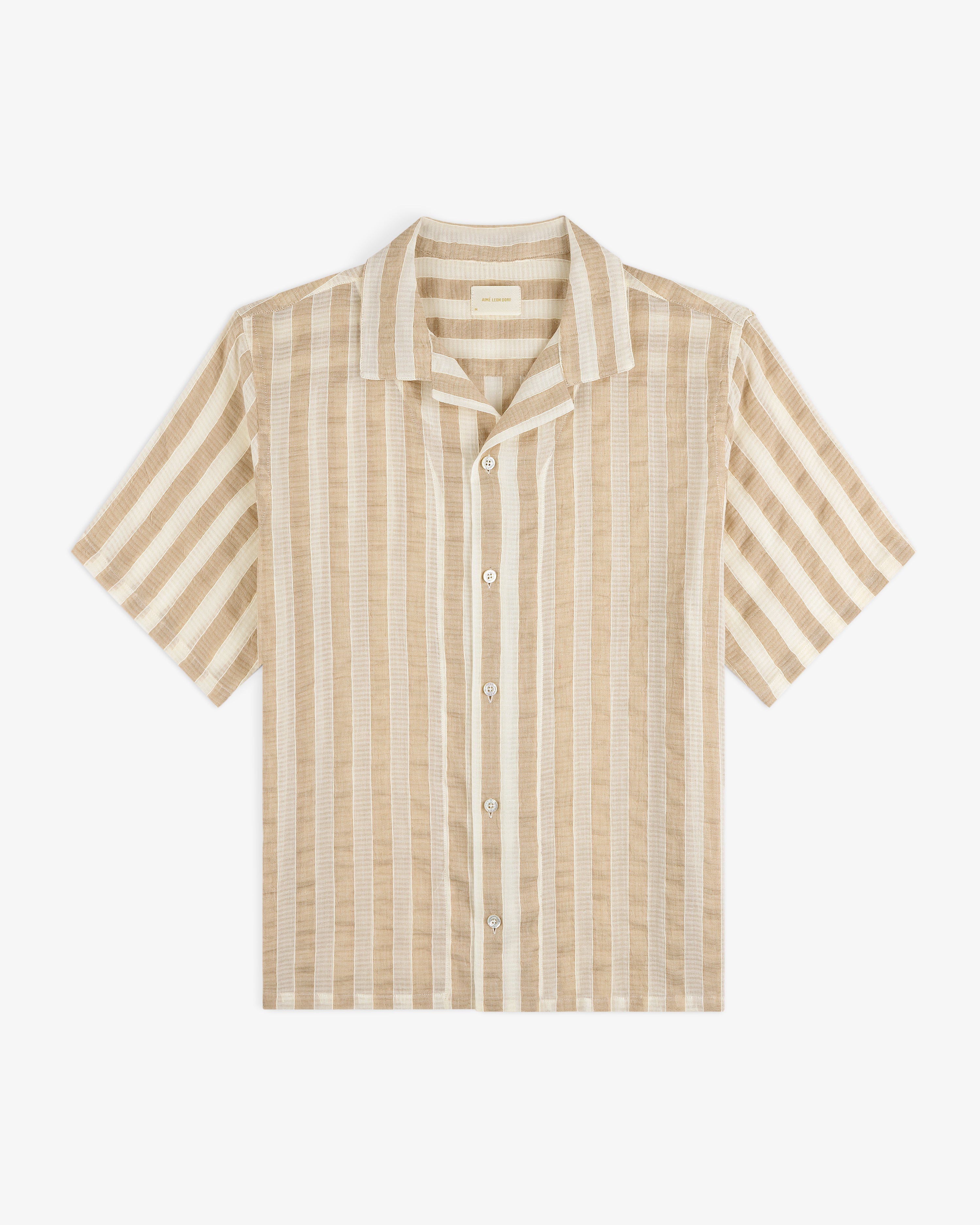 Linen Blend Striped Camp Shirt
