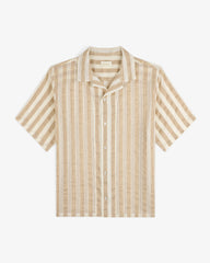 Linen Blend Striped Camp Shirt