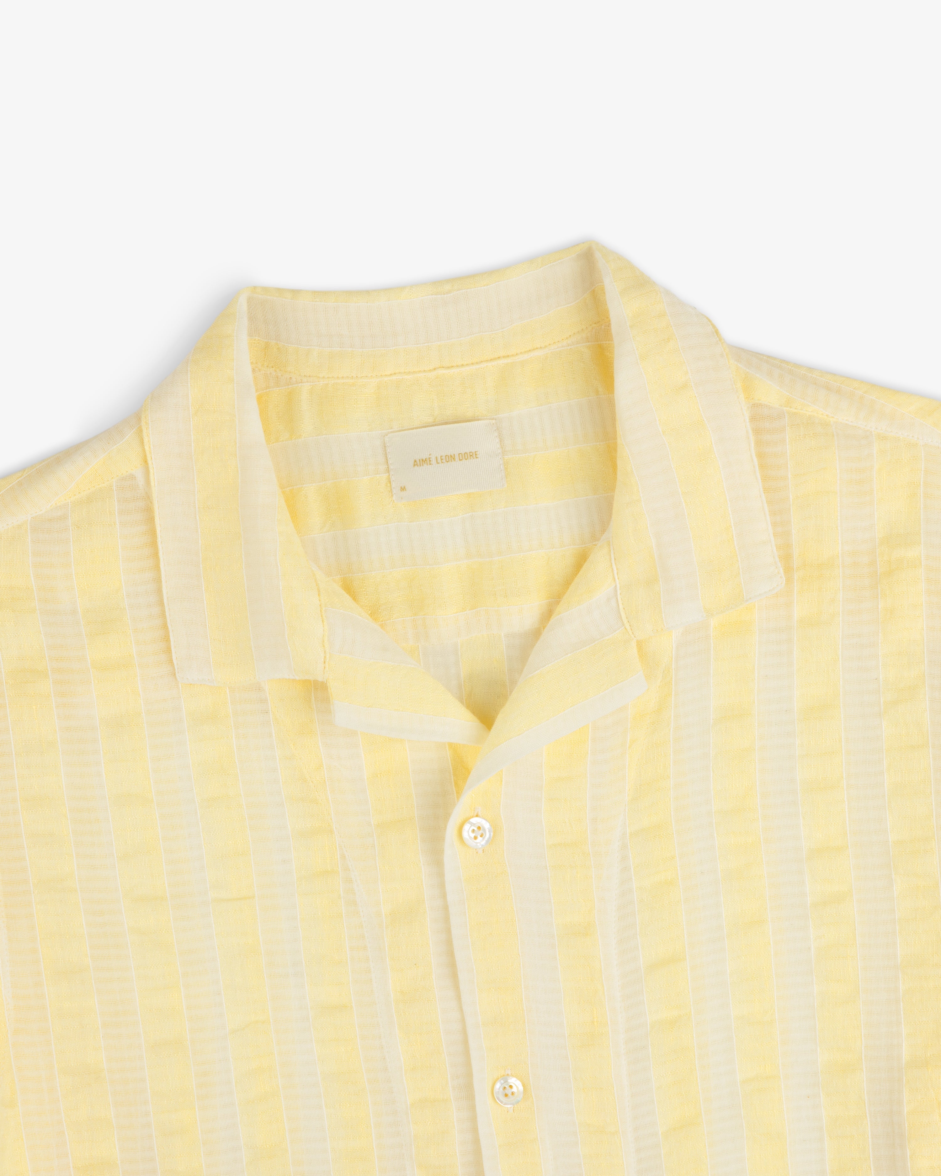 Linen Blend Striped Camp Shirt