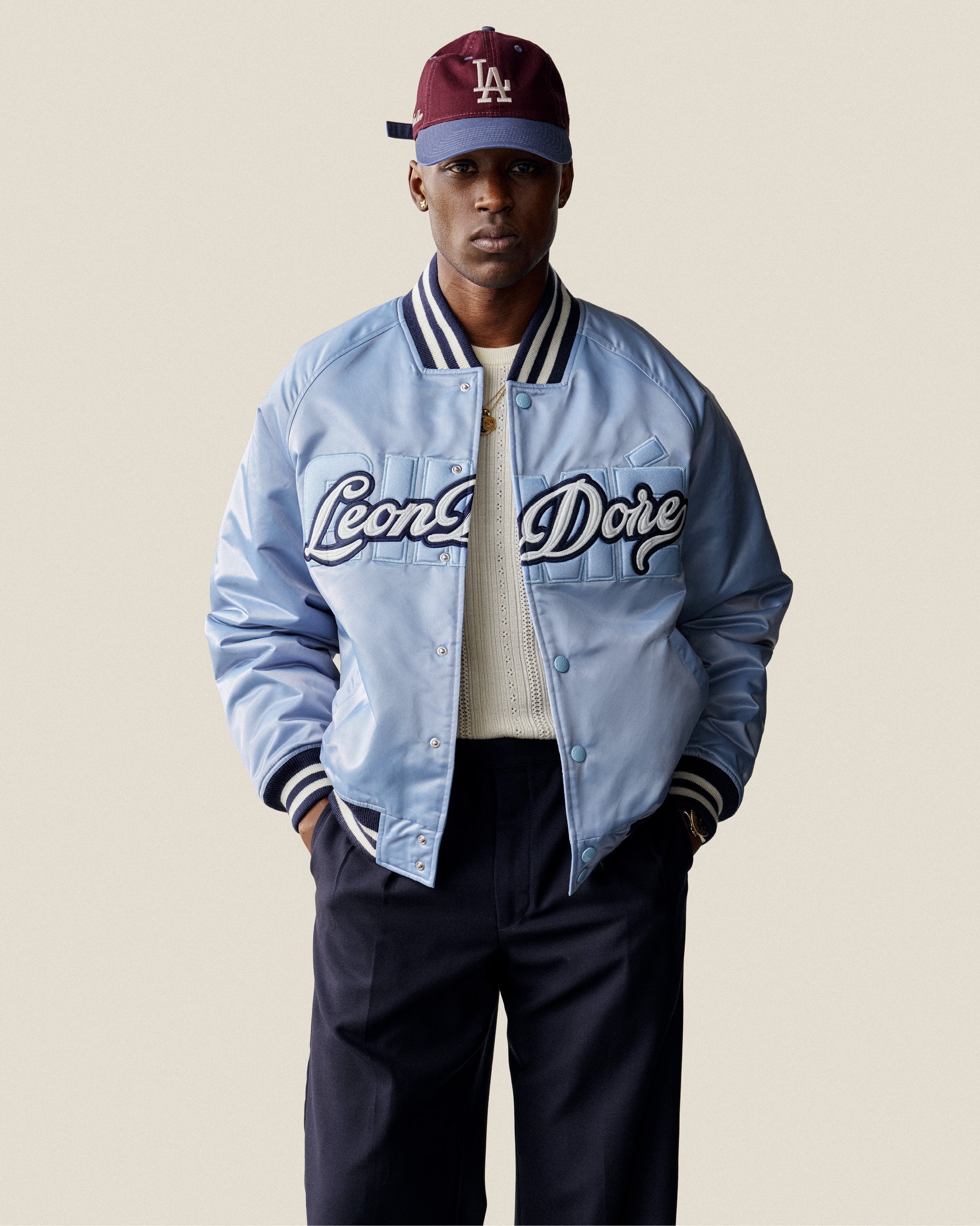 Overlay Logo Satin Varsity Jacket