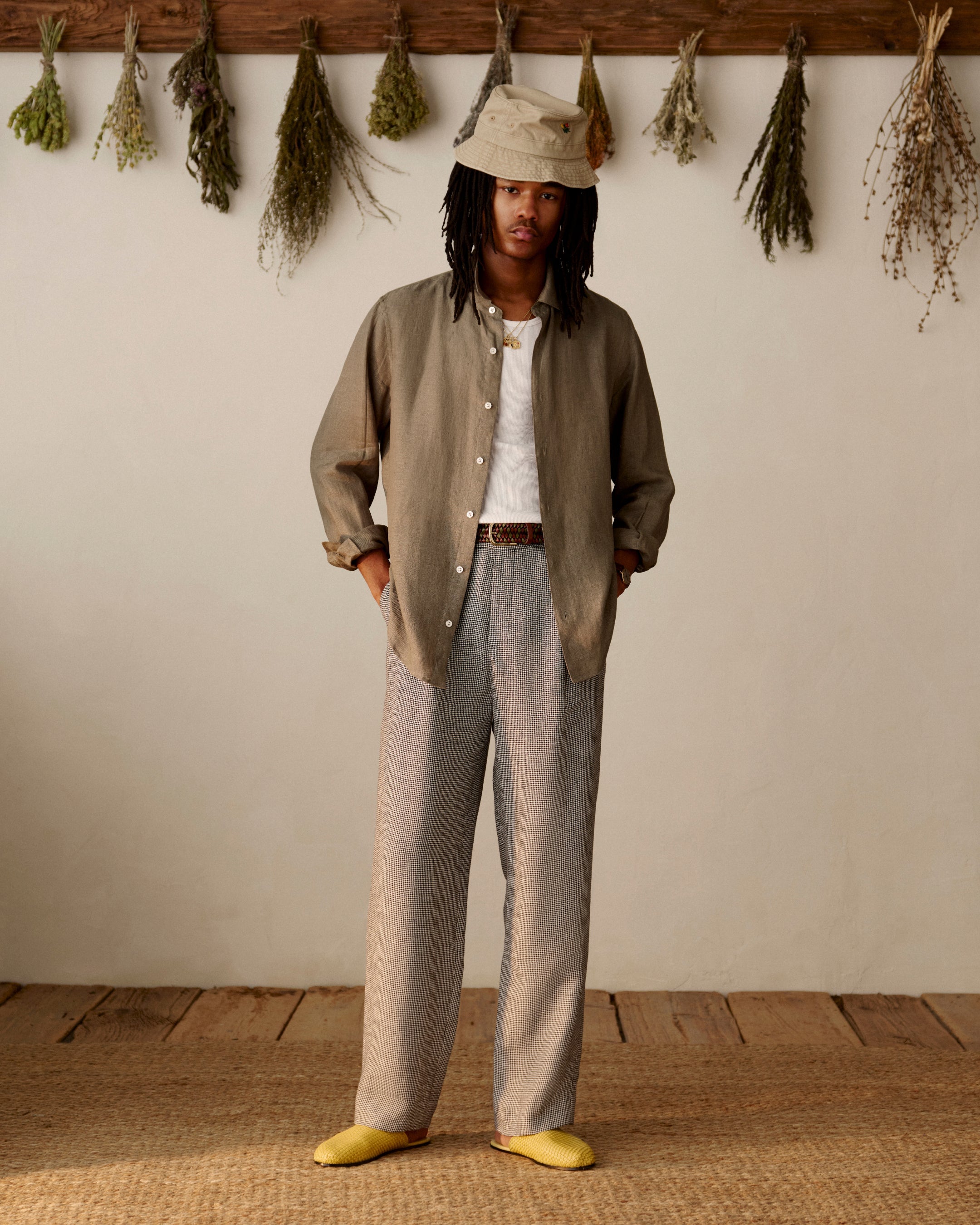 Leather Raffia Mule