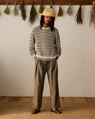 Bouclé Open Knit Crewneck Sweater