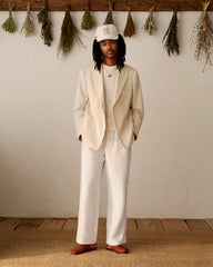 Double-Breasted Pinstripe Suit Jacket